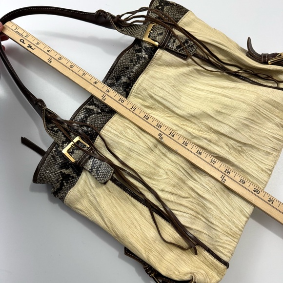 Marco Buggiani Made In Italy Cream Genuine Reptile /Snake Skin Gold Shoulder Bag - Picture 11 of 11